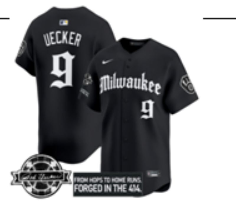 Men Nike Milwaukee Brewers #9 Uecker black MLB 2025 jersey 02